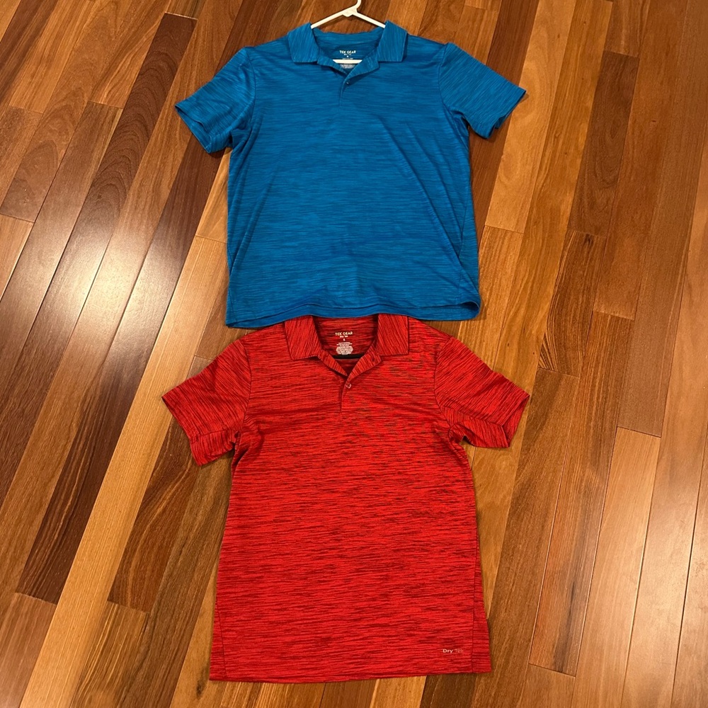 Tek Gear DryTek Xtreme Blue & Red Space Dye Golf Polo Shirts Mens S - Like New!